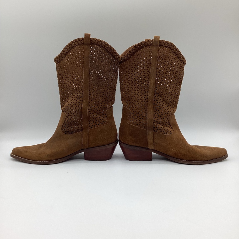 2158. Patricia Nash "Blair" Mid-Shaft Boots Dark Terracotta EUC Size 9